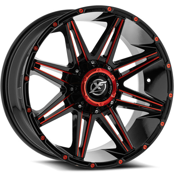XF Off-Road XF-220 Gloss Black with Red Milled Spokes